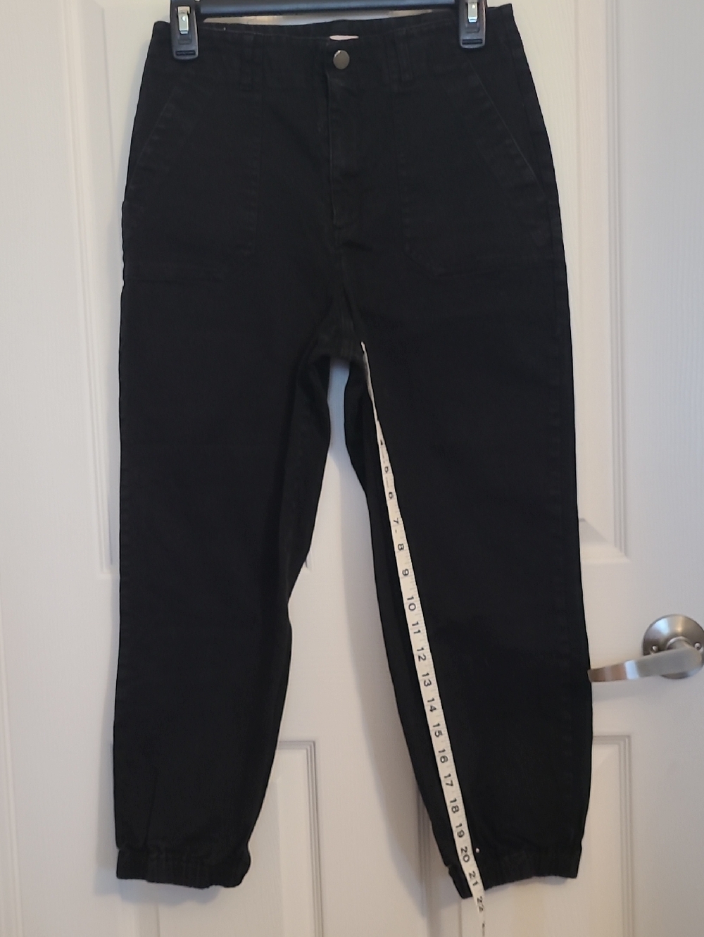 Black High-Rise Elastic Hem Pants